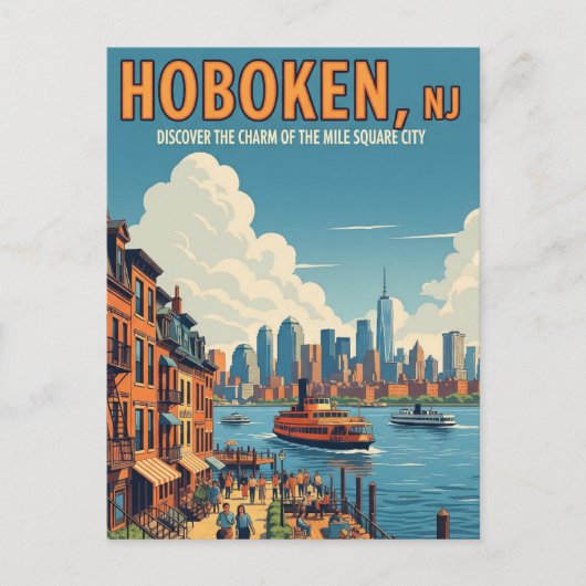 Vintag Hoboken New Jersey Travel Postkarte (Vorderseite)