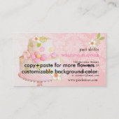 Vintag, Hochzeitsplaner+Kuchen+Fidora Damask Visitenkarte (Rückseite)