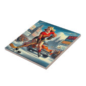 Vintag Hockey Girl Fliese (Seite)