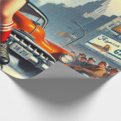 Vintag Hockey Girl Geschenkpapier (Ecke)