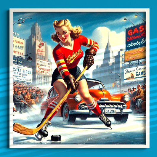 Vintag Hockey Girl Poster