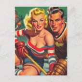 Vintag Hockey Girl Postkarte (Vorderseite)