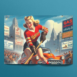 Vintag Hockey Girl Seidenpapier