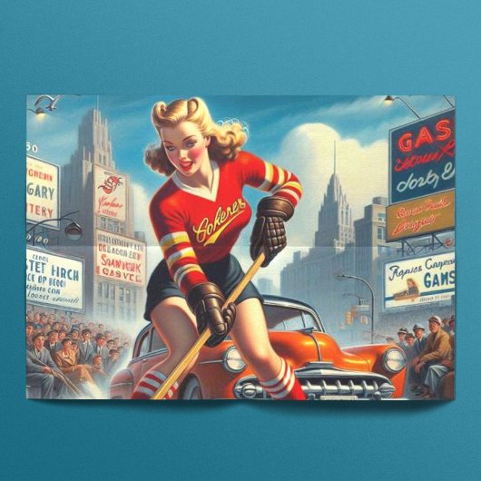 Vintag Hockey Girl Seidenpapier