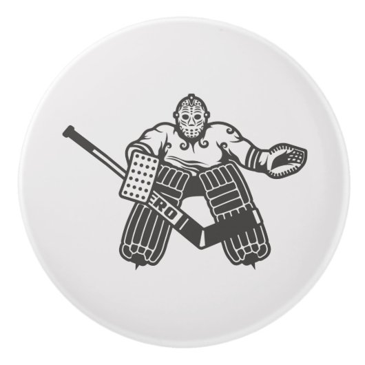 Vintag Hockey Goalie Keramikknauf (Vorderseite)