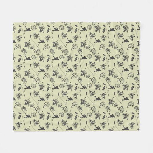 Vintag Hockey-Muster Fleecedecke (Vorderseite (Horizontal))