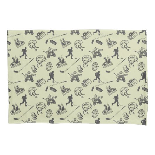 Vintag Hockey-Muster Kissenbezug (Vorderseite-Links)