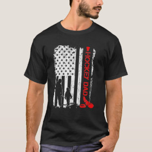 Vintag Hockey Vater Hockey Stick American Flag Fla T-Shirt