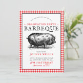 Vintag Hog Picnic Style | Abschluss Barbecue Einladung (Stehend Vorderseite)
