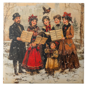 Vintag Holiday Carolers Fliese