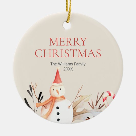 Vintag Holiday Snowman Weihnachten Keramik Ornament (Vorne)