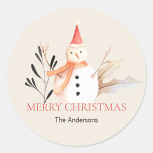 Vintag Holiday Snowman Weihnachten Runder Aufkleber