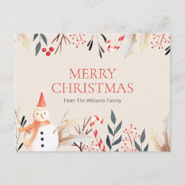 Vintag Holiday Snowman Weihnachtsfeiertag Postkarte