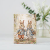 Vintag Holidays Bunny Feiertagspostkarte (Stehend Vorderseite)