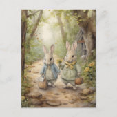 Vintag Holidays Bunny Feiertagspostkarte (Vorderseite)