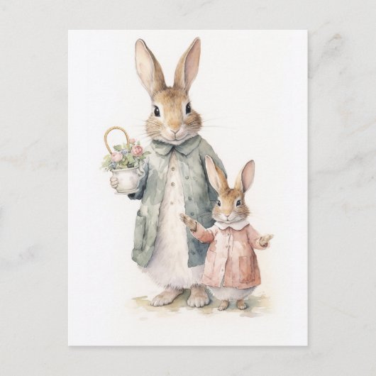 Vintag Holidays Bunny Feiertagspostkarte (Vorderseite)