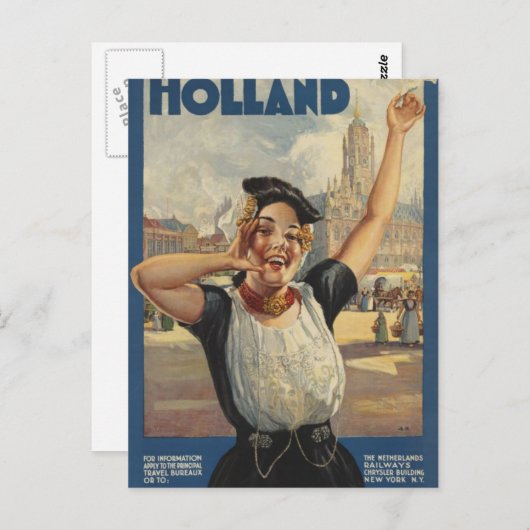 Vintag Holland Air Travel Postkarte (Vorne/Hinten)