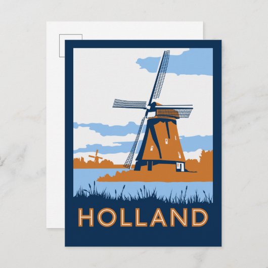 Vintag Holland Poster Postkarte (Vorne/Hinten)
