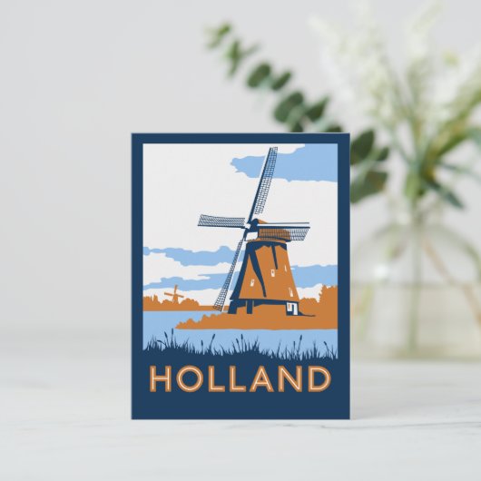 Vintag Holland Poster Postkarte (Stehend Vorderseite)