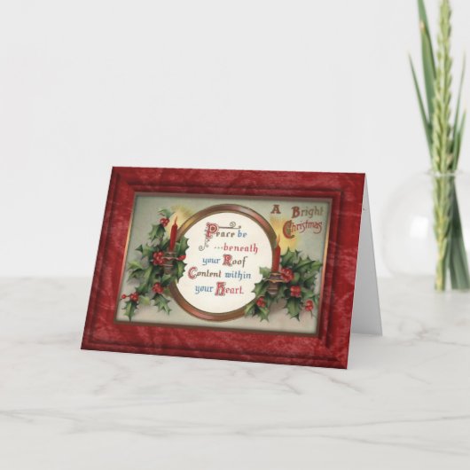 Vintag Holly and Candles Weihnachtskarte Feiertagskarte (Vorderseite)