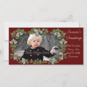 Vintag Holly & Bells Weihnachtsfeiertag Fotokarte Feiertagskarte (Vorderseite)