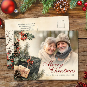 Vintag Holly Berries Beige Foto Weihnachten