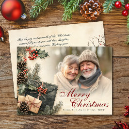 Vintag Holly Berries Beige Foto Weihnachten