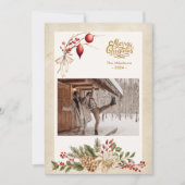 Vintag Holly Berries Foto Weihnachten (Vorderseite)