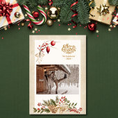 Vintag Holly Berries Foto Weihnachten