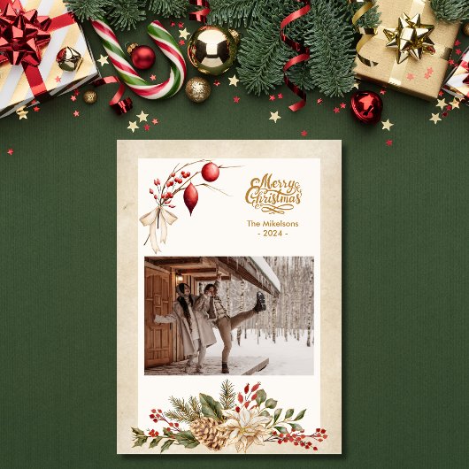 Vintag Holly Berries Foto Weihnachten