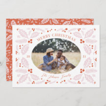 Vintag Holly Berries Oval Foto | Hellrosa