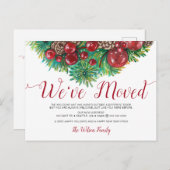 Vintag Holly Berries Pine Cone Ankündigungspostkarte (Vorne/Hinten)