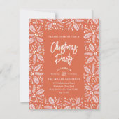 Vintag Holly Berry Christmas Party Red Einladung (Vorderseite)