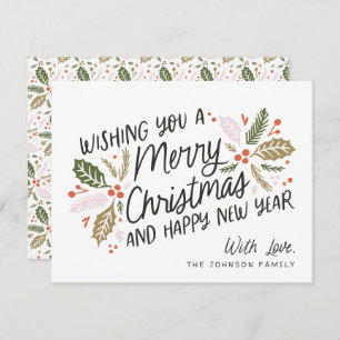 Vintag Holly Bright Typografy Weihnachten No-Foto