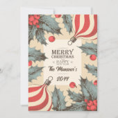 Vintag Holly Christmas Feiertagskarte (Vorderseite)