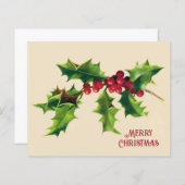 Vintag Holly Christmas Gruß (Vorne/Hinten)