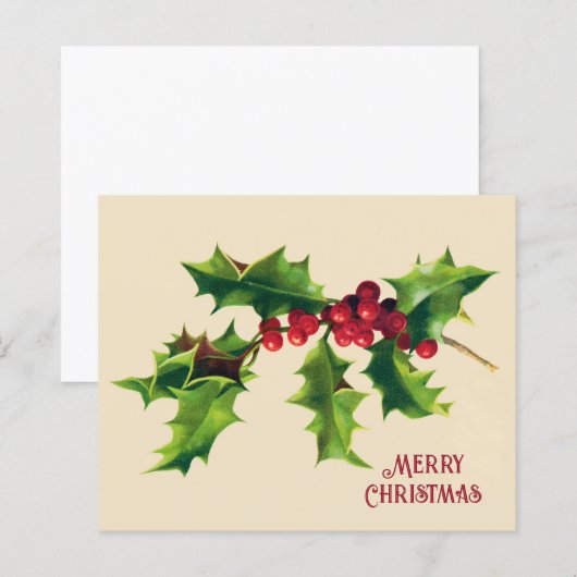 Vintag Holly Christmas Gruß (Vorne/Hinten)