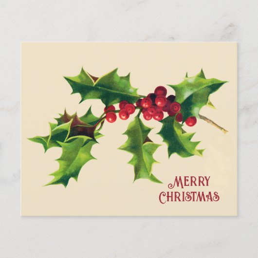 Vintag Holly Christmas Gruß (Vorderseite)