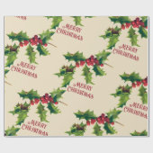 Vintag Holly Christmas Gruß Geschenkpapier (Flach)