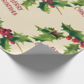 Vintag Holly Christmas Gruß Geschenkpapier (Ecke)