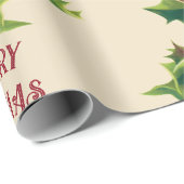 Vintag Holly Christmas Gruß Geschenkpapier (Rolleneckpunkt)