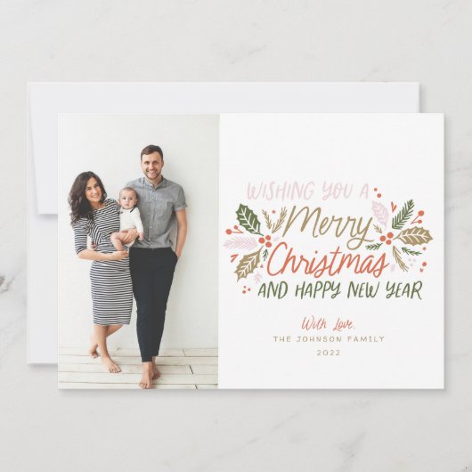 Vintag Holly Foto Weihnachten (Vorderseite)