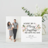 Vintag Holly Foto Weihnachten (Stehend Vorderseite)