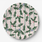 Vintag Holly Holiday Pappteller (Vorderseite)