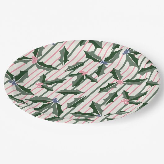 Vintag Holly Holiday Pappteller (Schrägansicht)