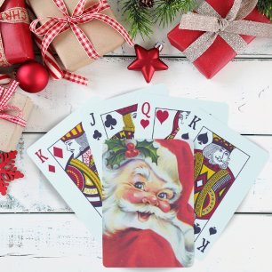 Vintag Holly Jolly Santa Claus Weihnachten Spielkarten