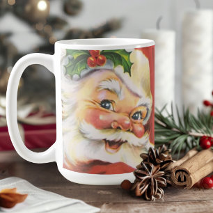 Vintag Holly Jolly Santa Claus Weihnachtsfeiertag Kaffeetasse