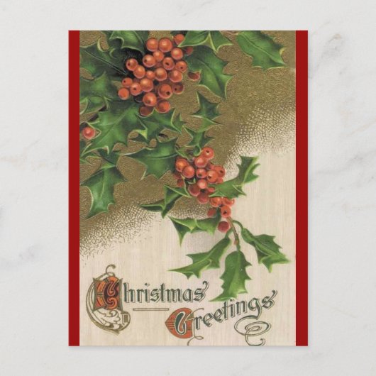 Vintag Holly Postcard Postkarte (Vorderseite)