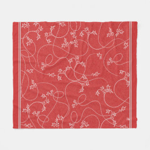 Vintag Holly Red und White Holiday Weihnachten Fleecedecke