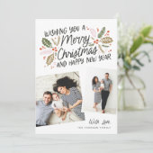 Vintag Holly Tilted Snapshot 2 Foto Weihnachten (Stehend Vorderseite)